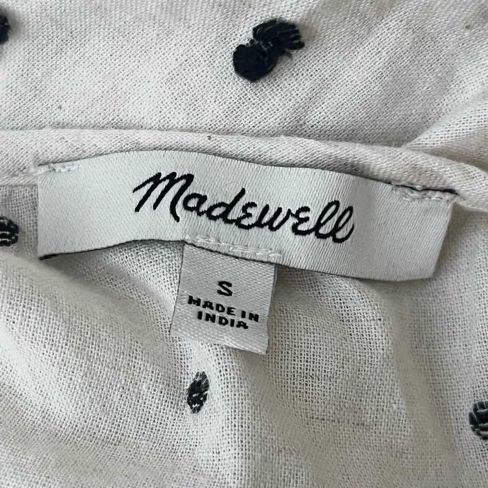 Madewell Stitch Detail with Puff Sleeve and Open Back Tie Blouse